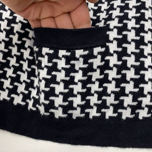 Lands' End Houndstooth Black White Cardigan Sweater Womens L/P Large Petite - Picture 5 of 10